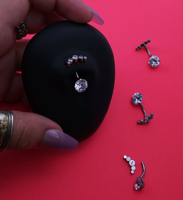 Arch Clear CZ Top Titanium Threadless Belly Button Ring