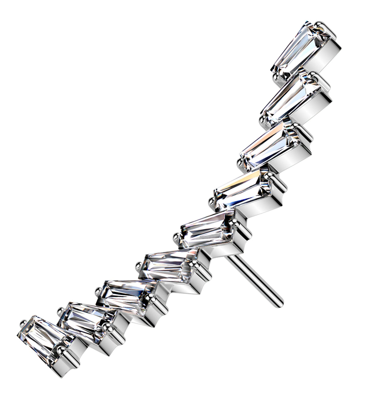 Arched Baguette Clear CZ Titanium Threadless Top