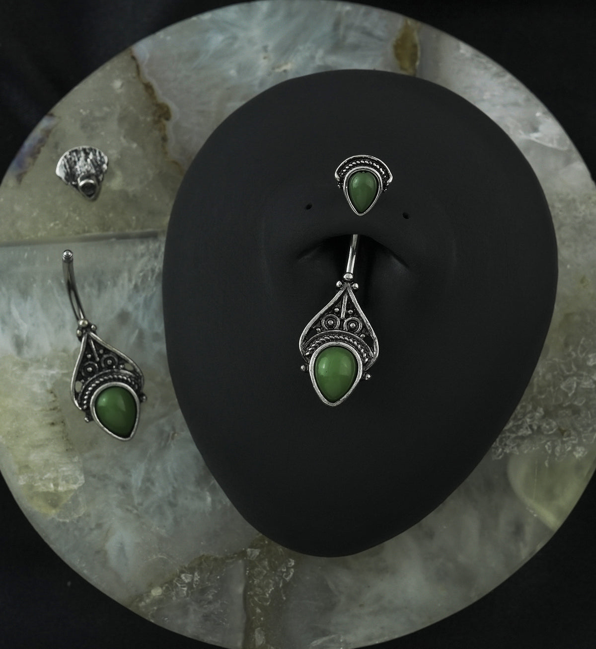 Aventurine Stone Vintage Spear Belly Button Ring