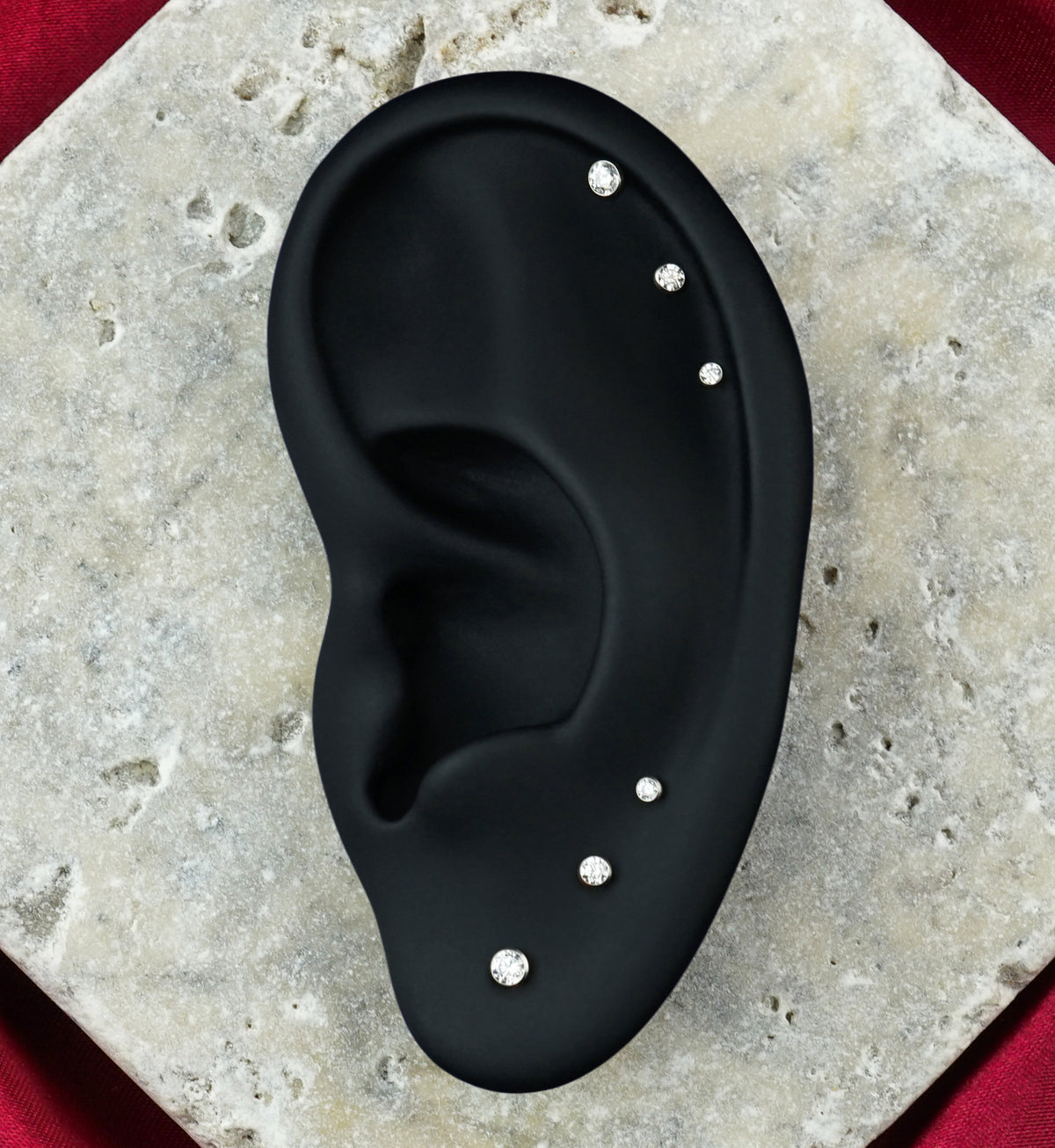 Bezel CZ Long Thread Internally Threaded Titanium Labret