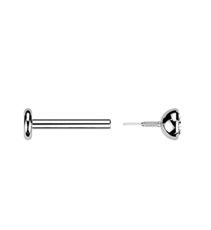 Bezel CZ Long Thread Internally Threaded Titanium Labret