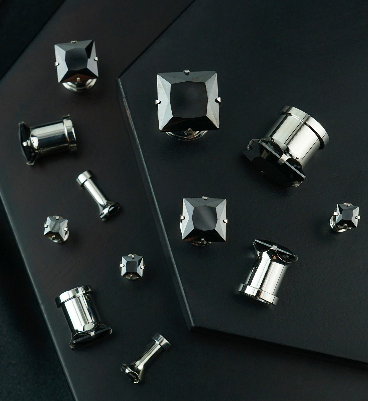 Black CZ Gem Diamond Stud Plugs