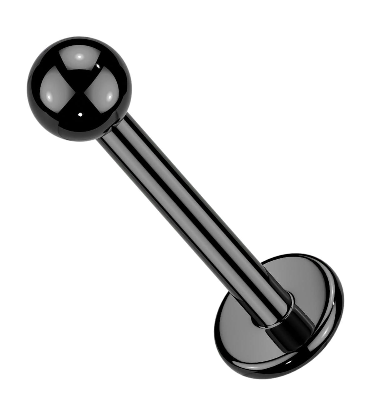 Black PVD Ball Top Titanium Threadless Flat Back Labret by Urban Body Jewelry