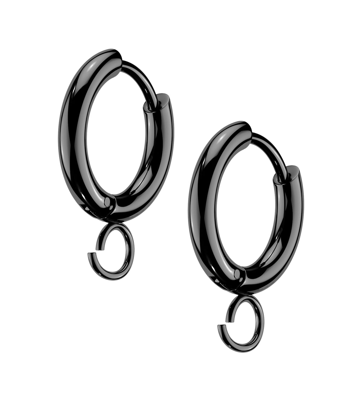 Black PVD Custom Stainless Steel Hinged Hoop Huggie Earrings