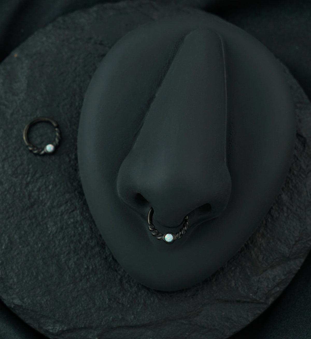 Black PVD Opalite Twine Seamless Ring