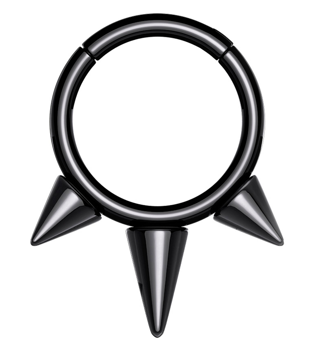 Black PVD Titanium Hinged Spiked Segment Ring