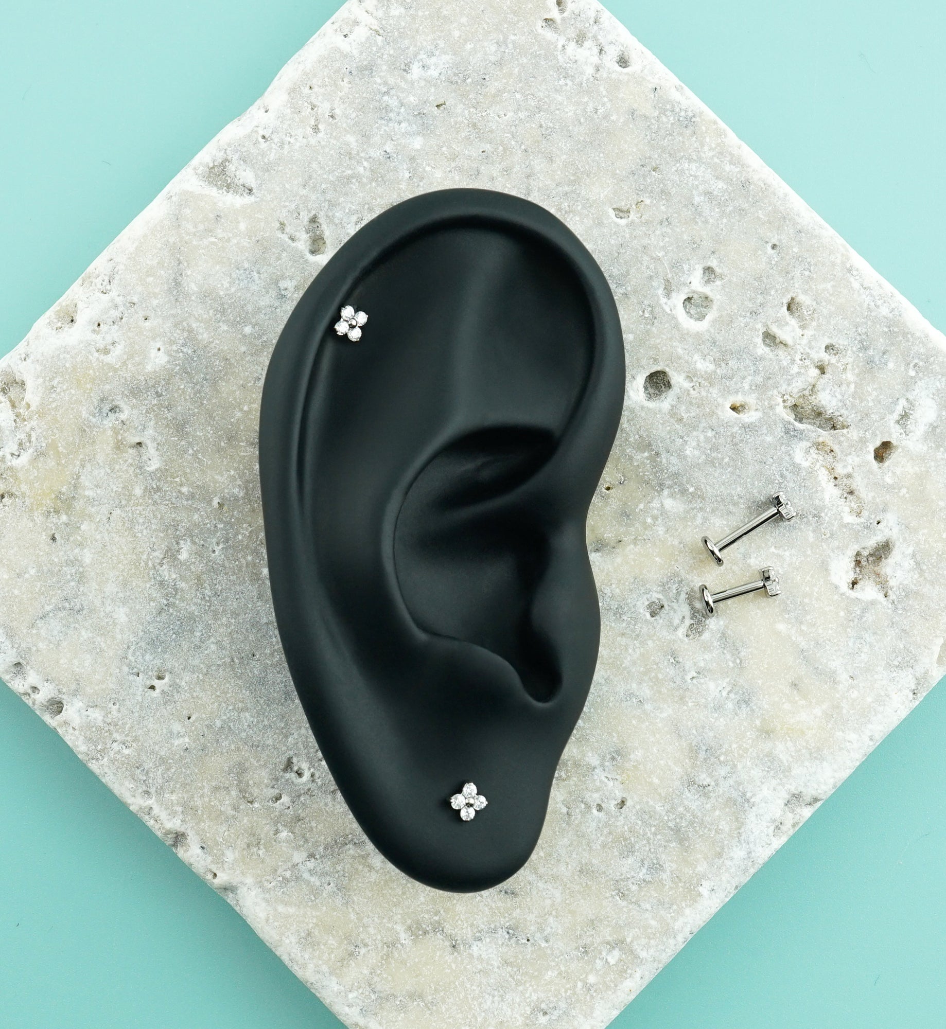 Blossom CZ Titanium Internally Threaded Labret