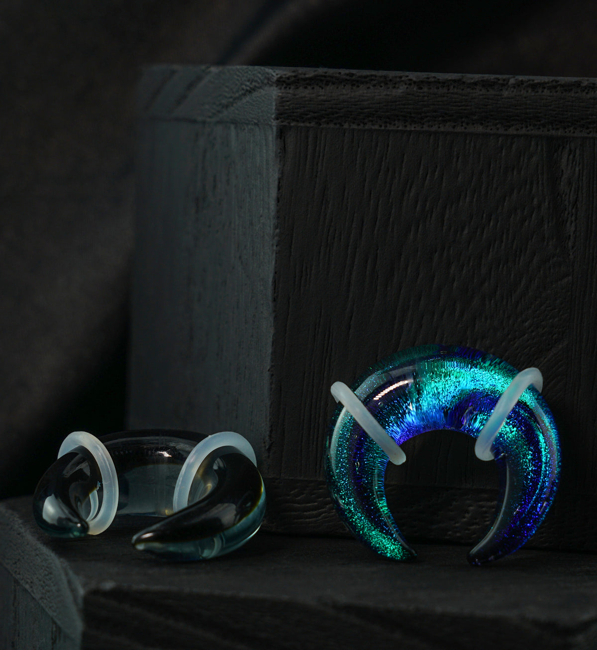 Blue & Green Dichroic Glass Pinchers