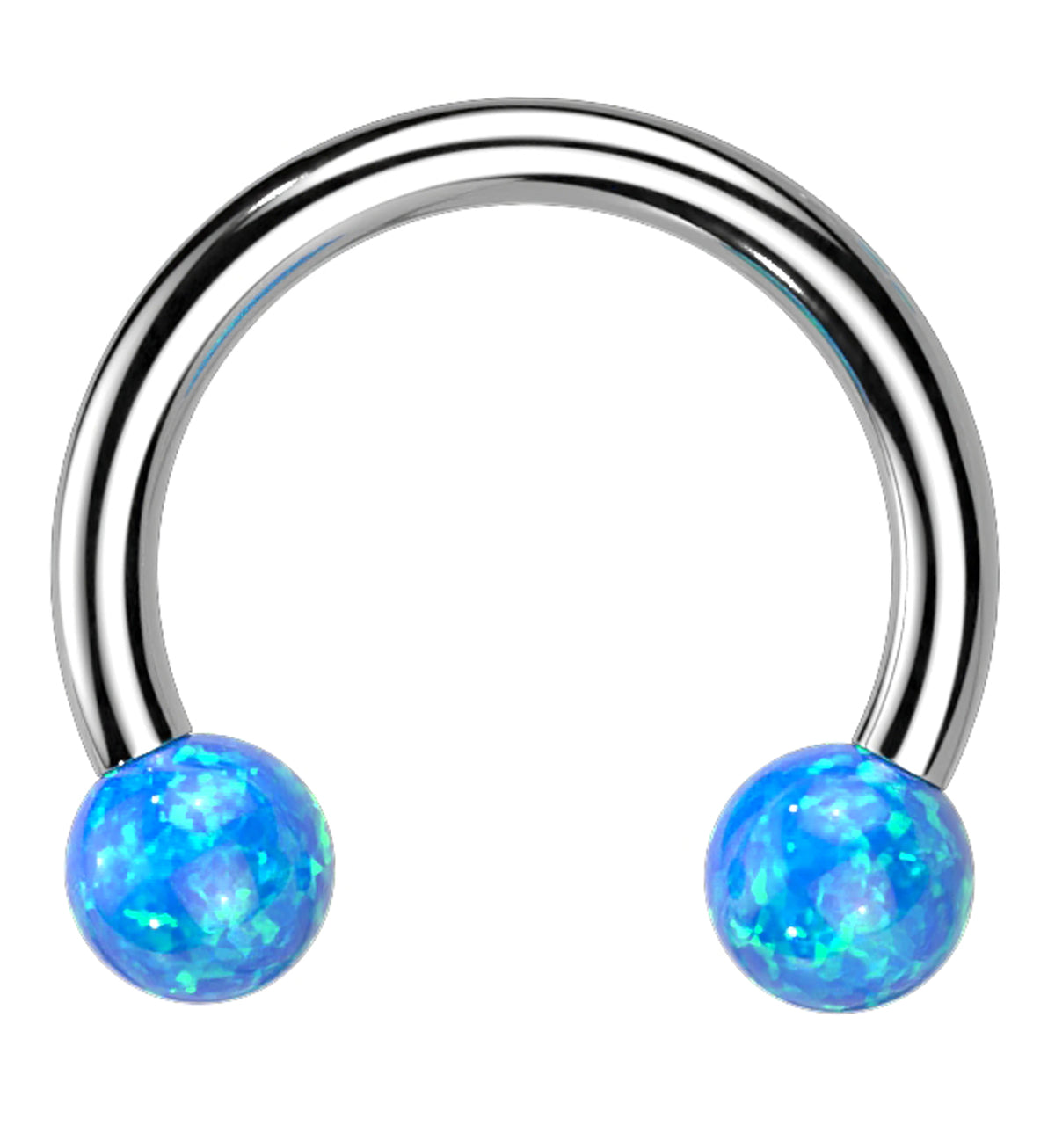 Blue Opalite Circular Stainless Steel Horseshoe Barbell