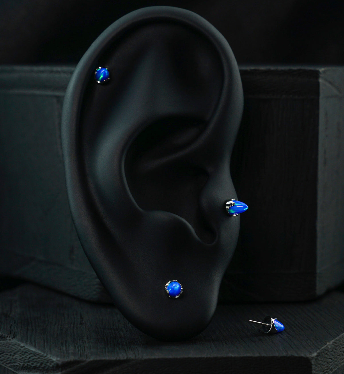 Blue Opalite Cone Titanium Threadless Top