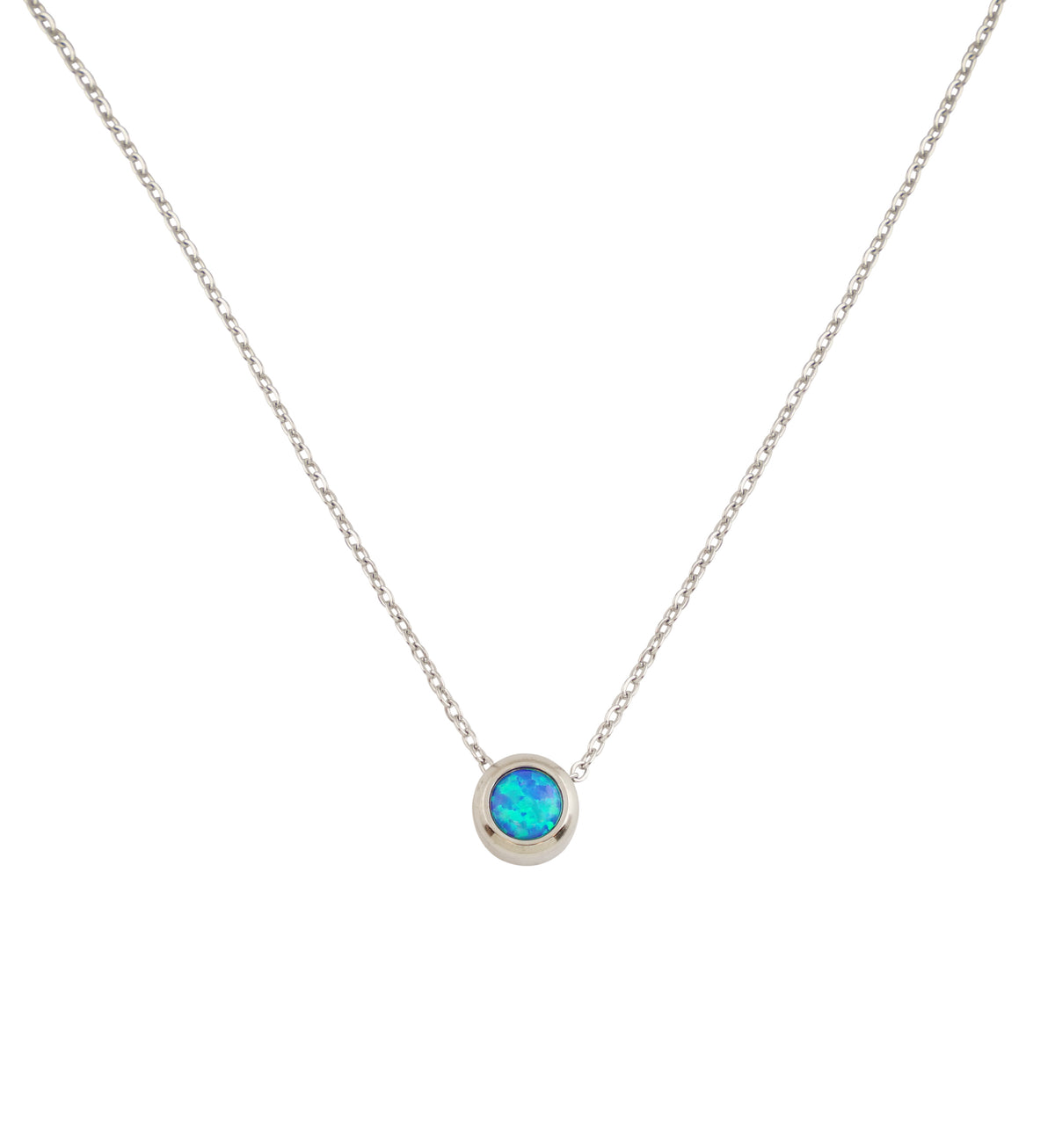 Blue Opalite Pendant Stainless Steel Necklace