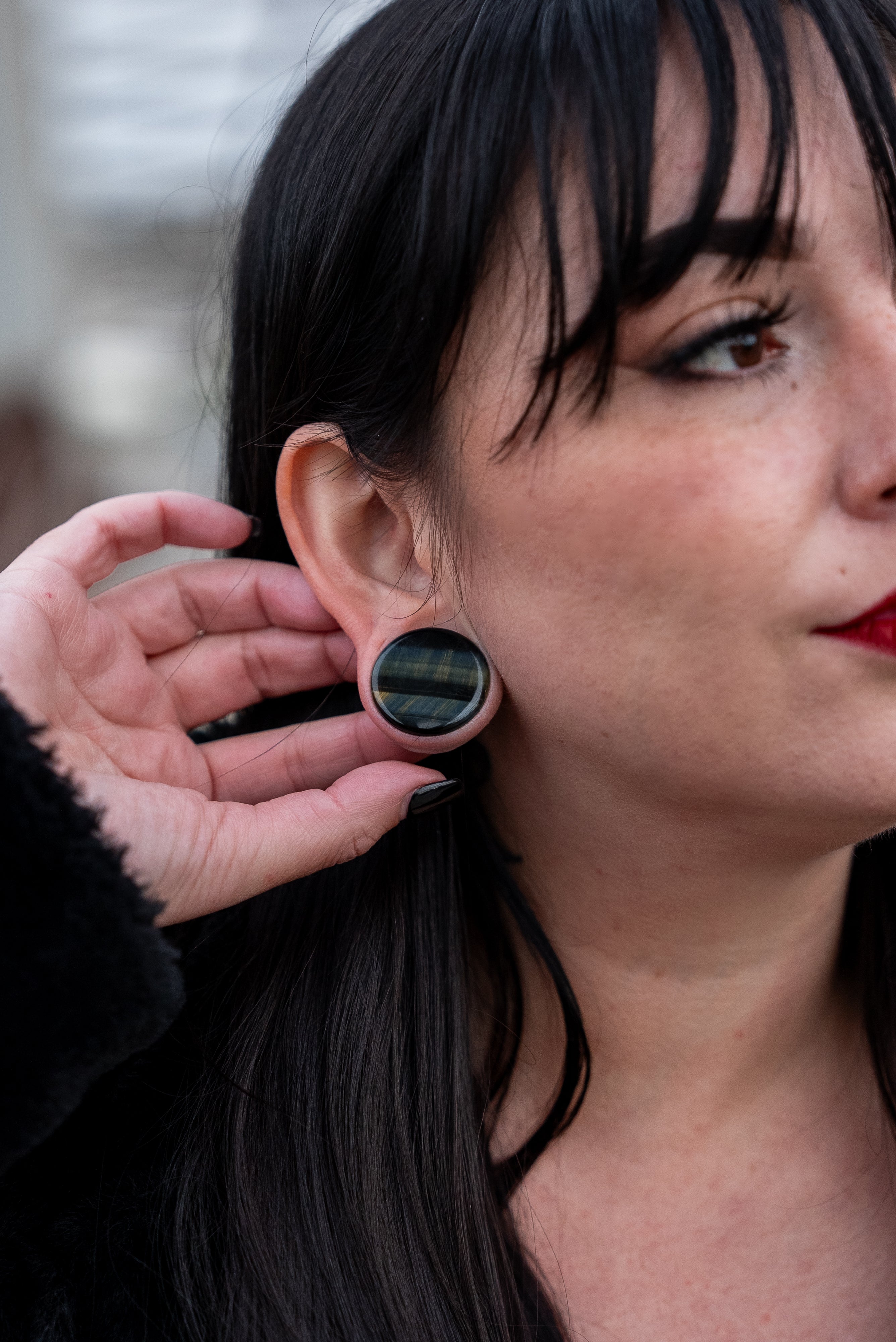 Blue Tigers Eye Stone Plugs