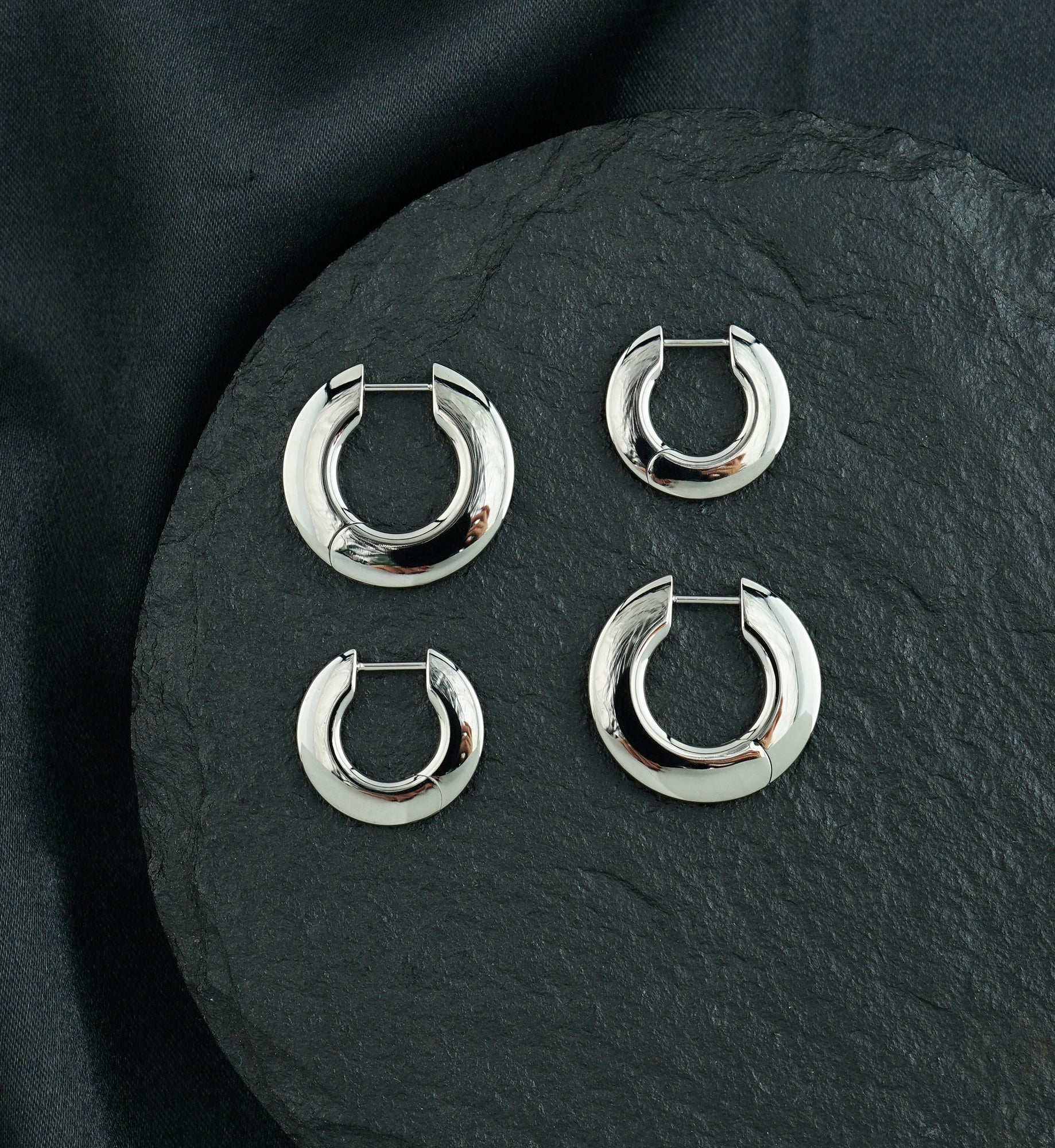 Broad Titanium Hinged Hoop Huggie Earrings