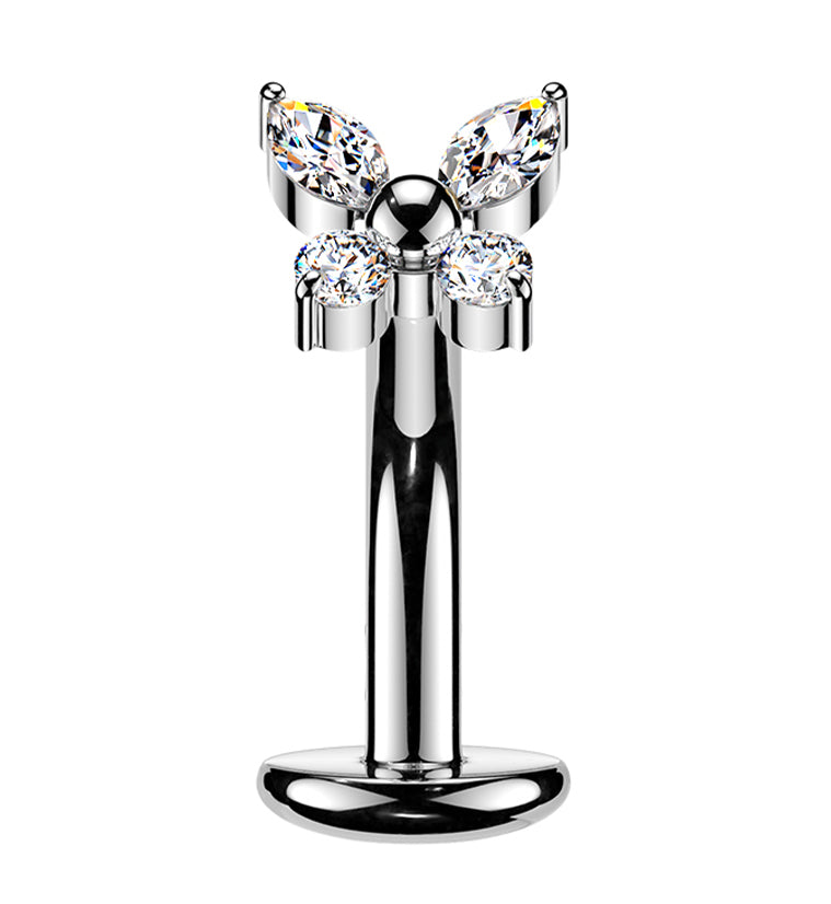 Butterfly Bead CZ Titanium Threadless Floating Belly Button Ring