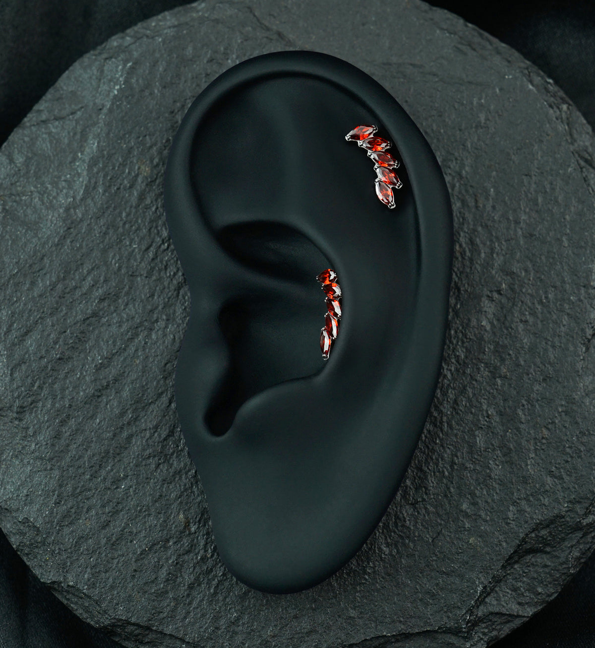 Cascade Garnet CZ Titanium Threadless Top