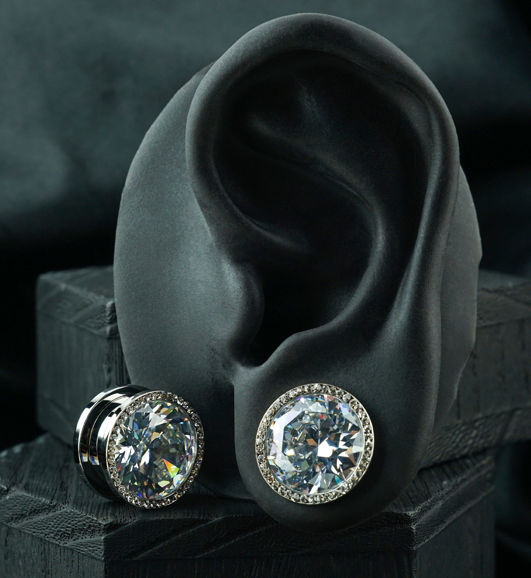 Clear CZ Diamond Stainless Steel Plugs