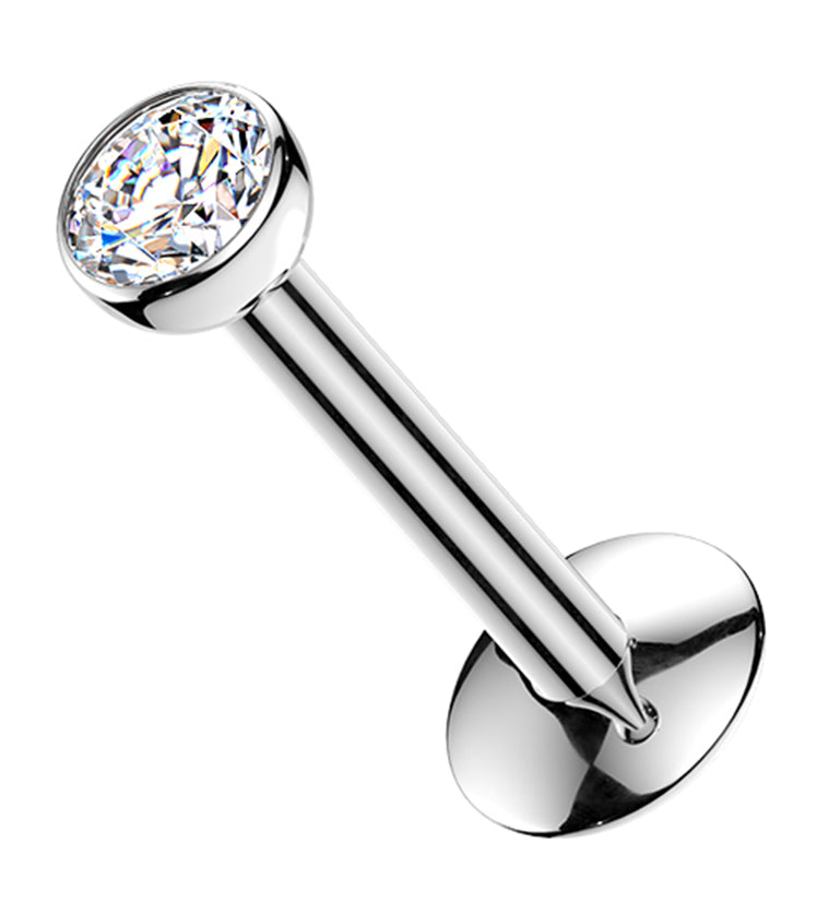 Clear CZ Titanium Threadless Convex Disc Labret