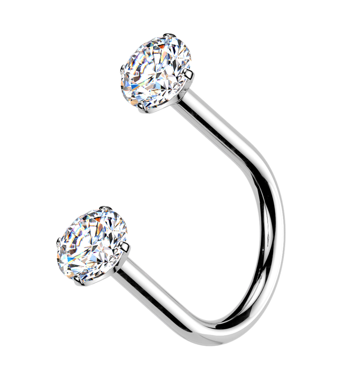 Clear CZ U-Shape Titanium Threadless Circular Barbell by Urban Body Jewelry