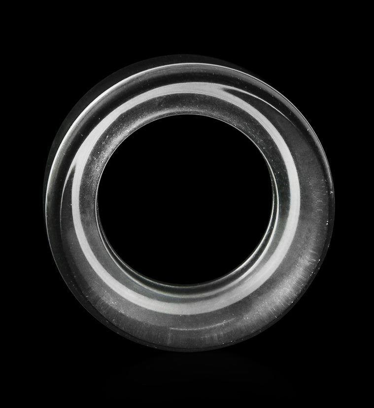 Clear Glass Tunnel Plugs, front view of the open center