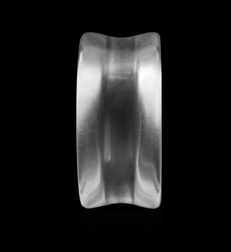 Clear Glass Tunnel Plugs, side view showing the double flare