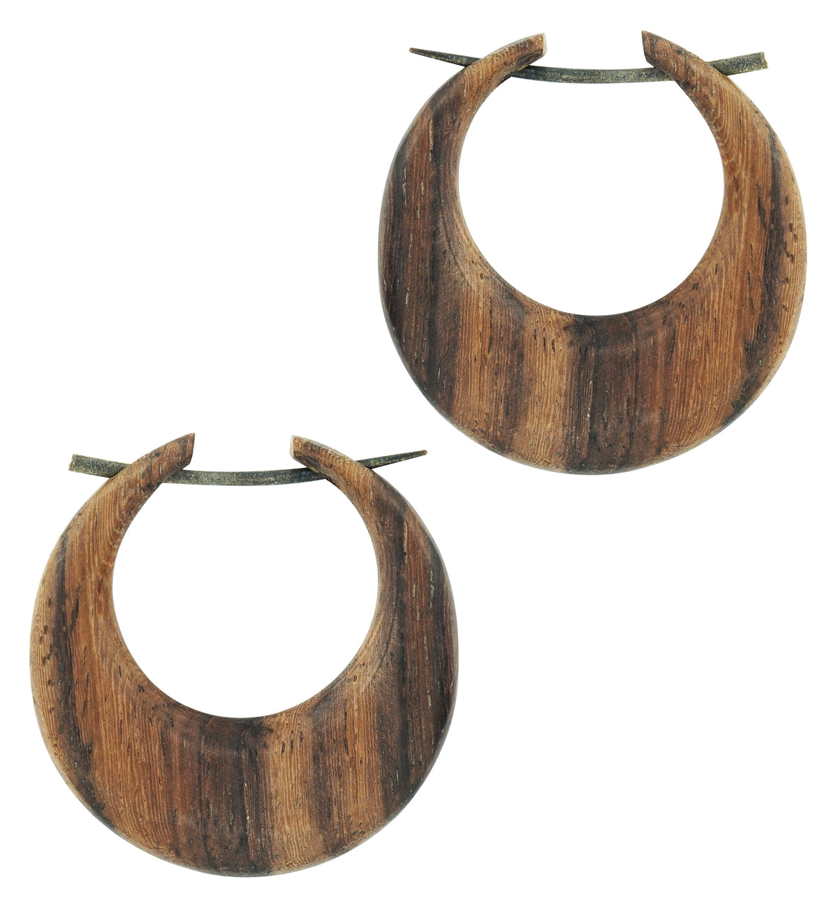 Crescent Hoops Sono Wood Post Earrings