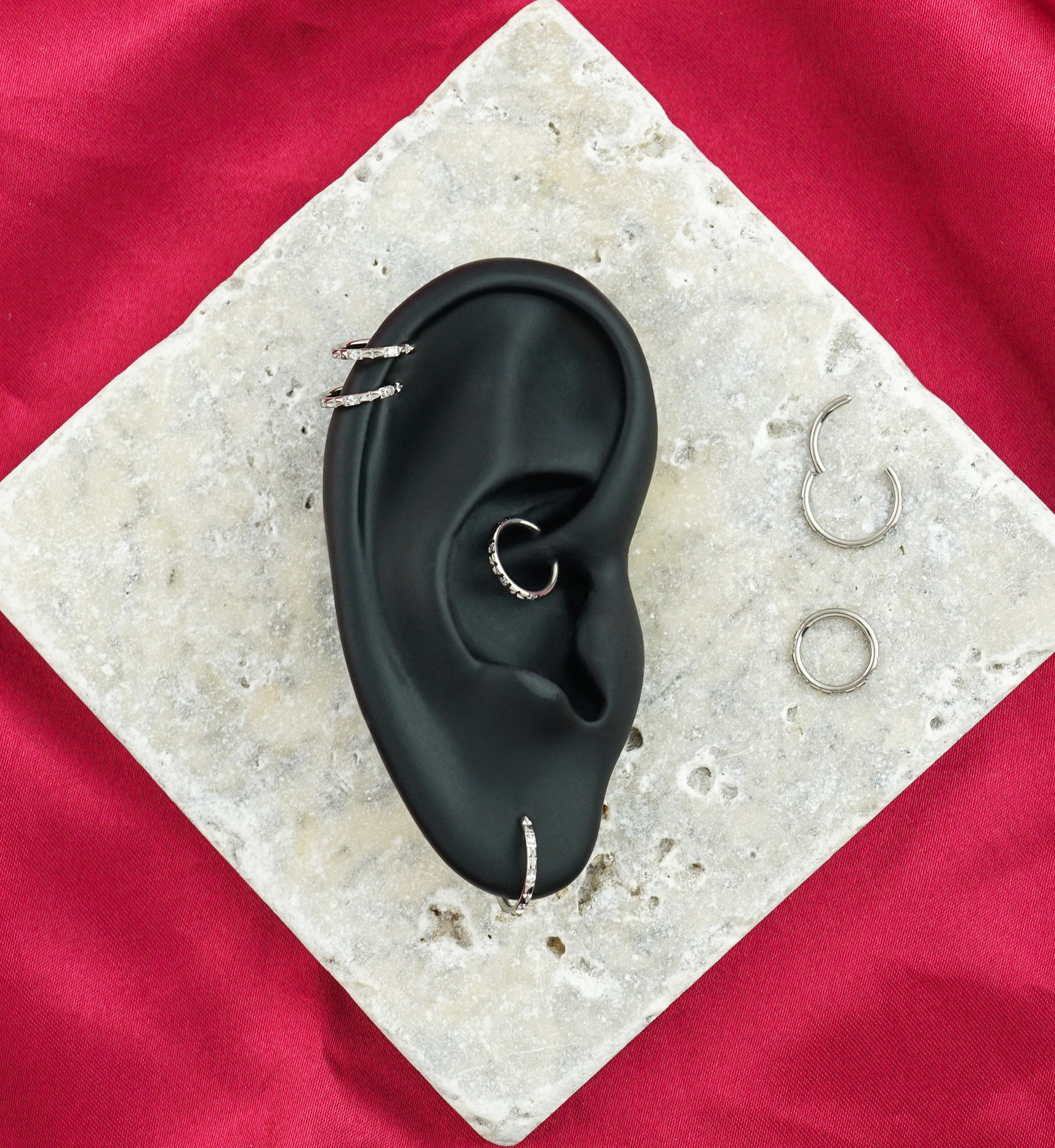 Crosscut CZ Titanium Hinged Segment Ring