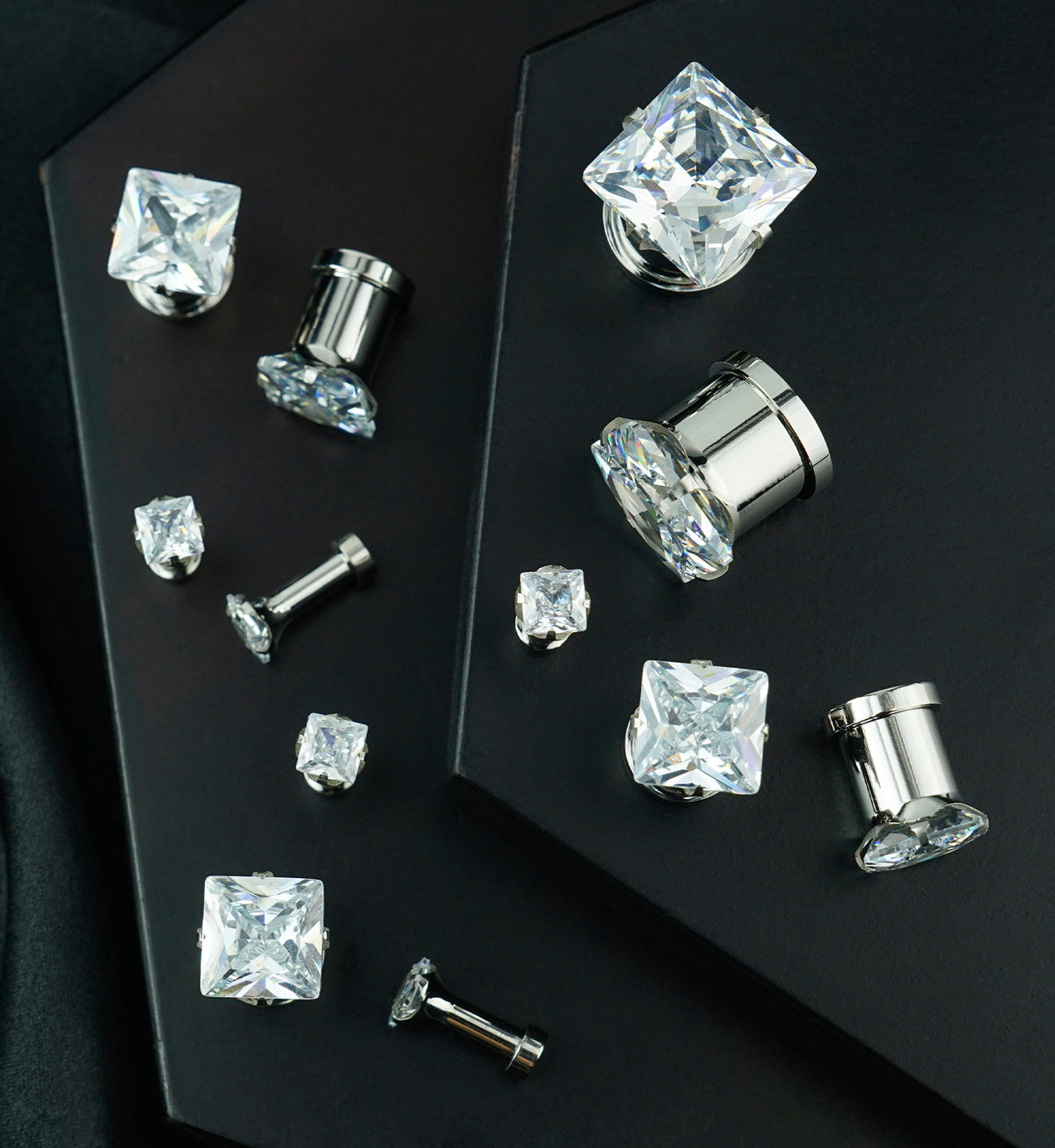 Clear CZ Gem Diamond Stud Plugs