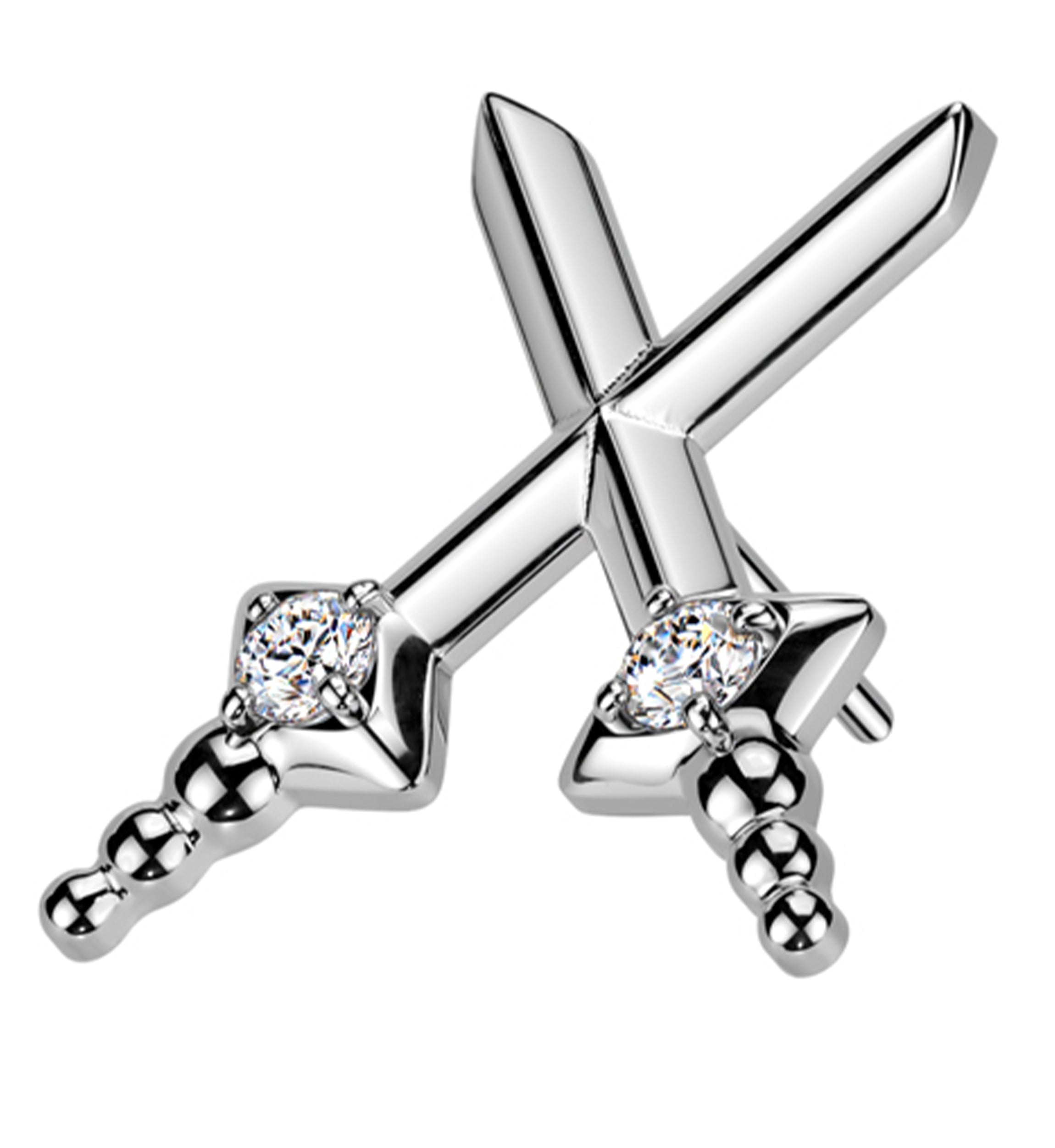 Dagger Dual Clear CZ Threadless Titanium Top