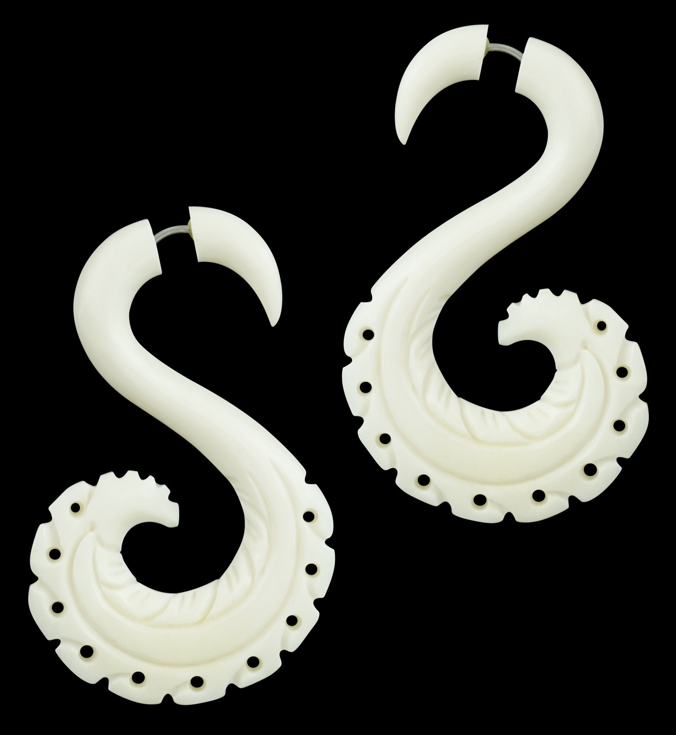 Darma Curl Fake Gauges Spiral Bone Earrings