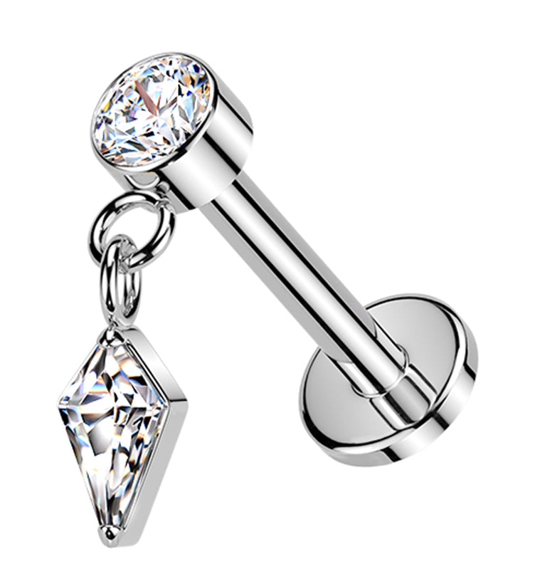 Dart CZ Dangle Titanium Internally Threaded Labret