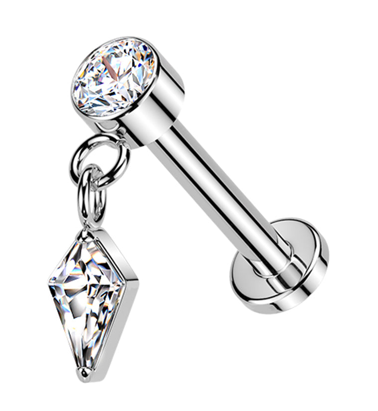 Dart CZ Dangle Titanium Threadless Labret