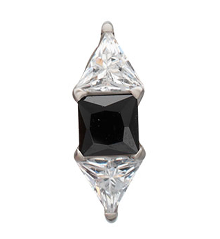 Double-Edged Black CZ Titanium Threadless Top