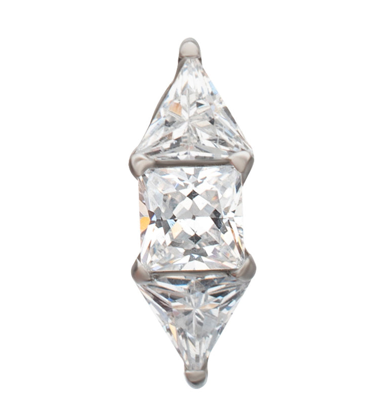 Double-Edged Clear CZ Titanium Threadless Top
