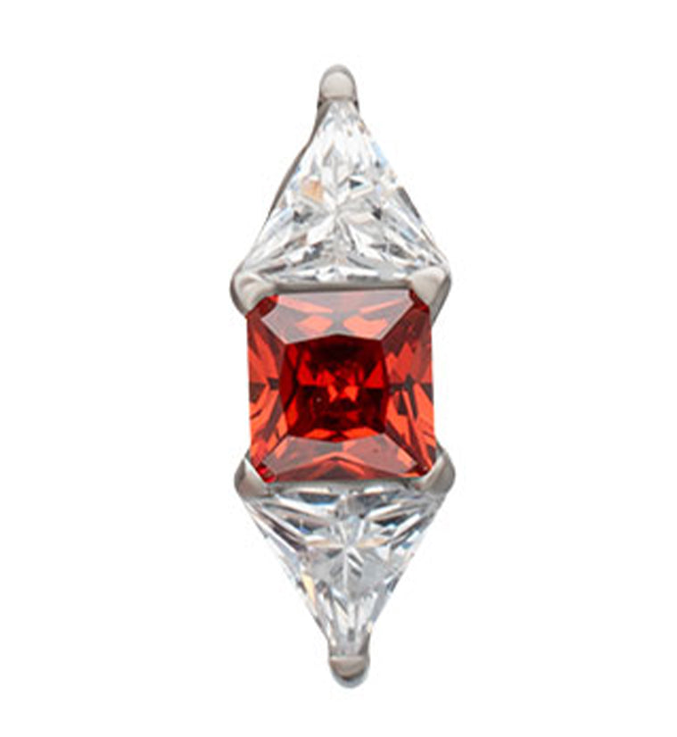 Double-Edged Garnet CZ Titanium Threadless Top