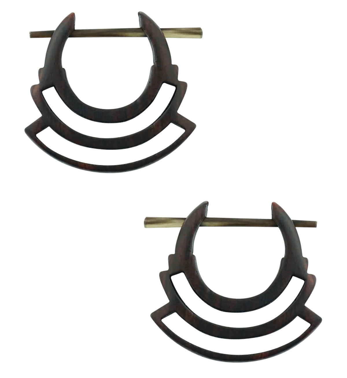 Double Surge Hoop Narra Wood Earrings