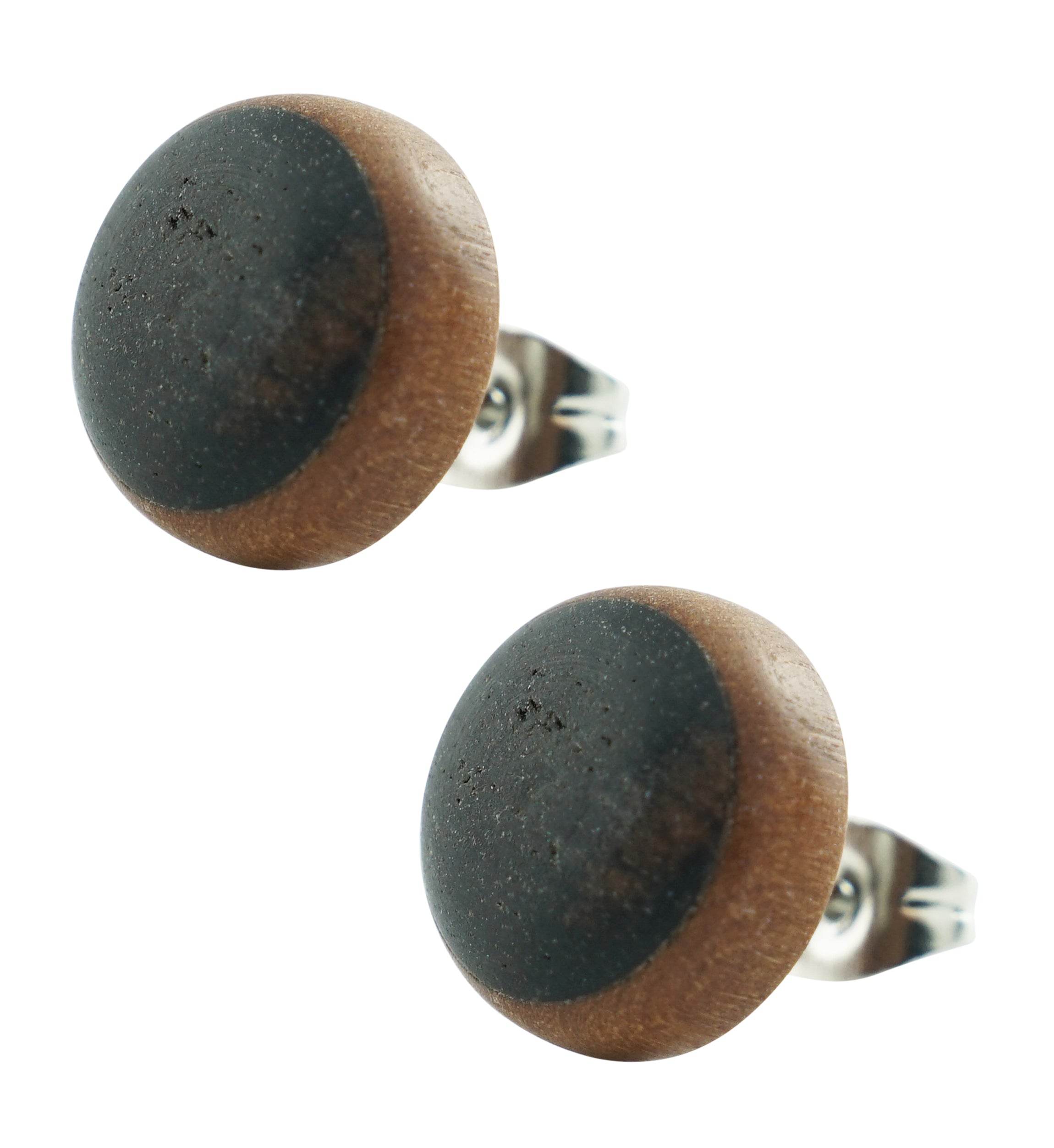 Double Wooden Stainless Steel Stud Earrings