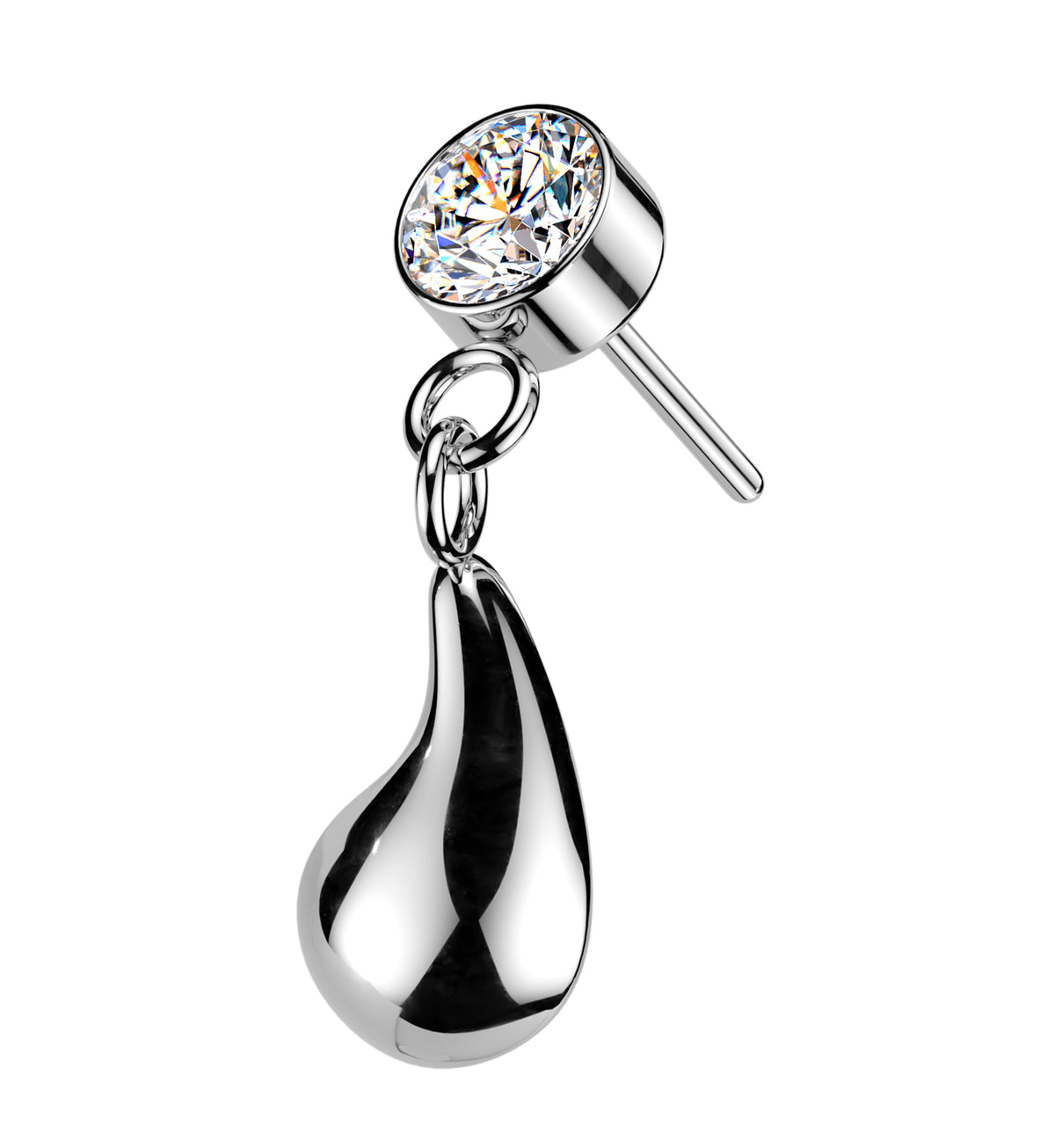 Droplet CZ Dangle Titanium Threadless Top by Urban Body Jewelry
