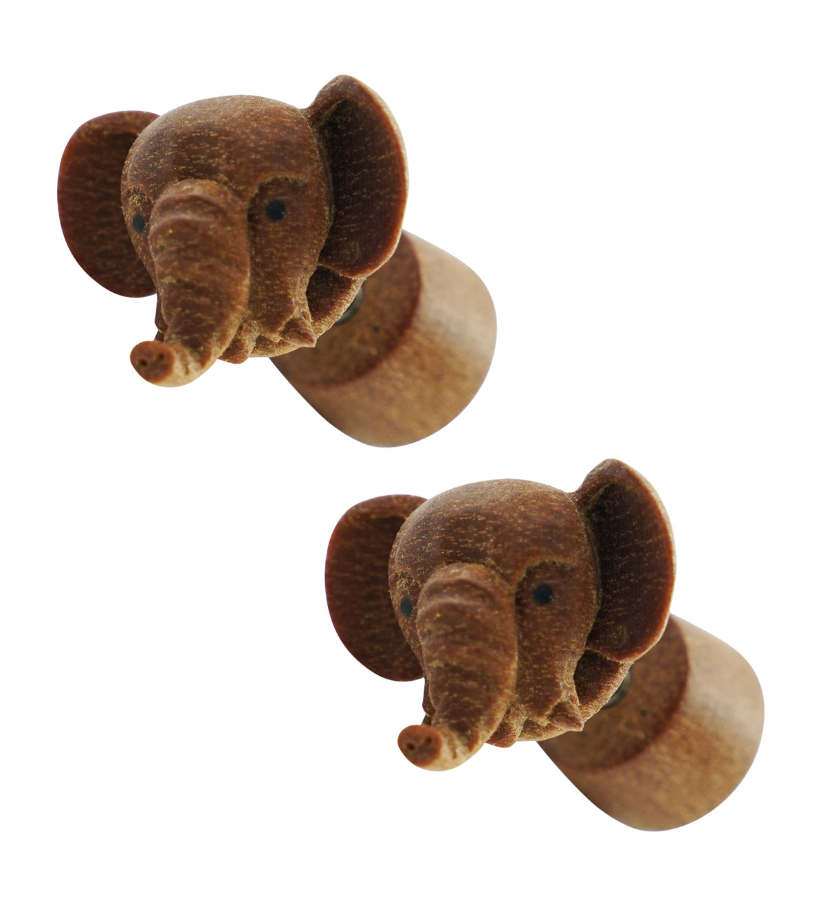 Elephant Wooden Fake Gauges Earrings