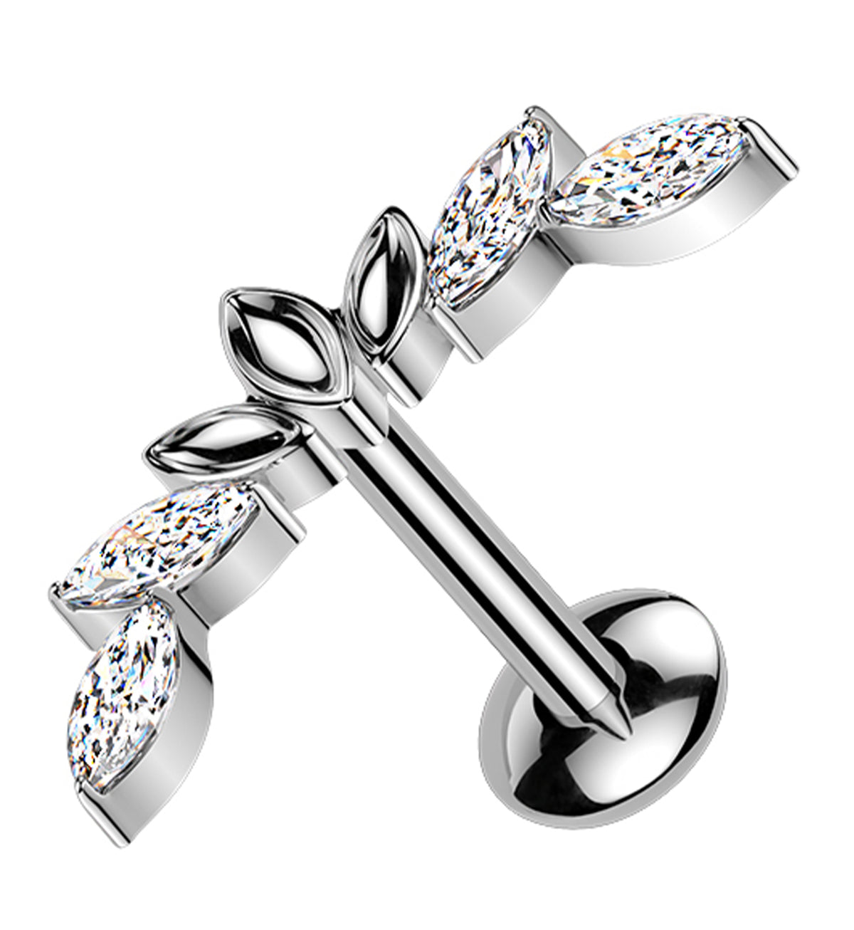 Empress Arch Clear CZ Internally Threaded Titanium Convex Disk Labret
