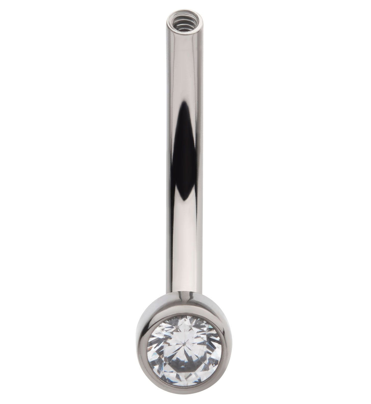 Flat Single CZ Titanium Curved Internally Threaded Barbell