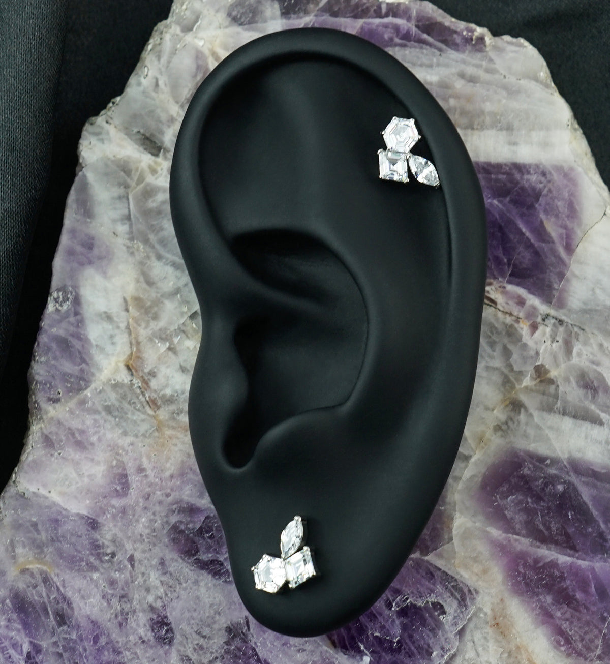 Geo Mosaic CZ Titanium Threadless Top