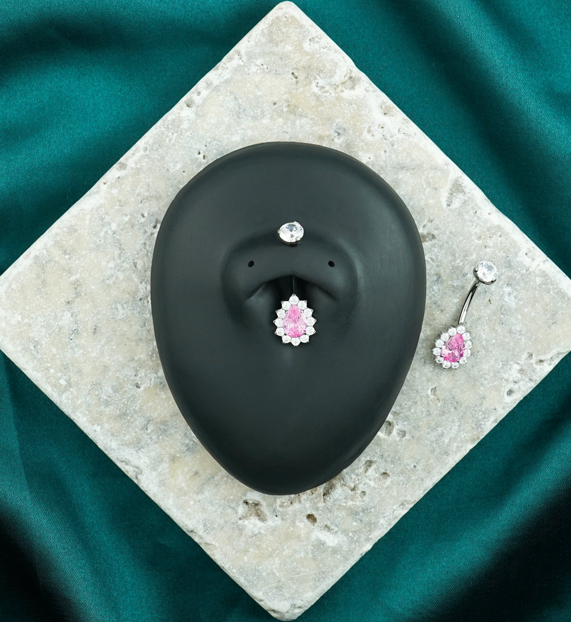 Gild Teardrop Pink CZ Titanium Internally Threaded Belly Button Ring