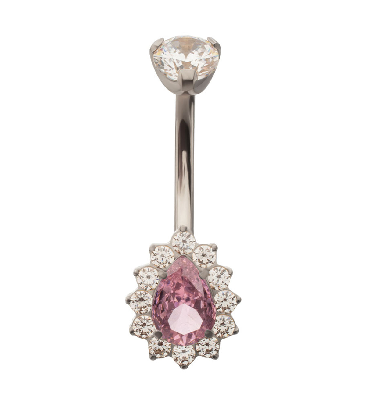 Gild Teardrop Pink CZ Titanium Internally Threaded Belly Button Ring