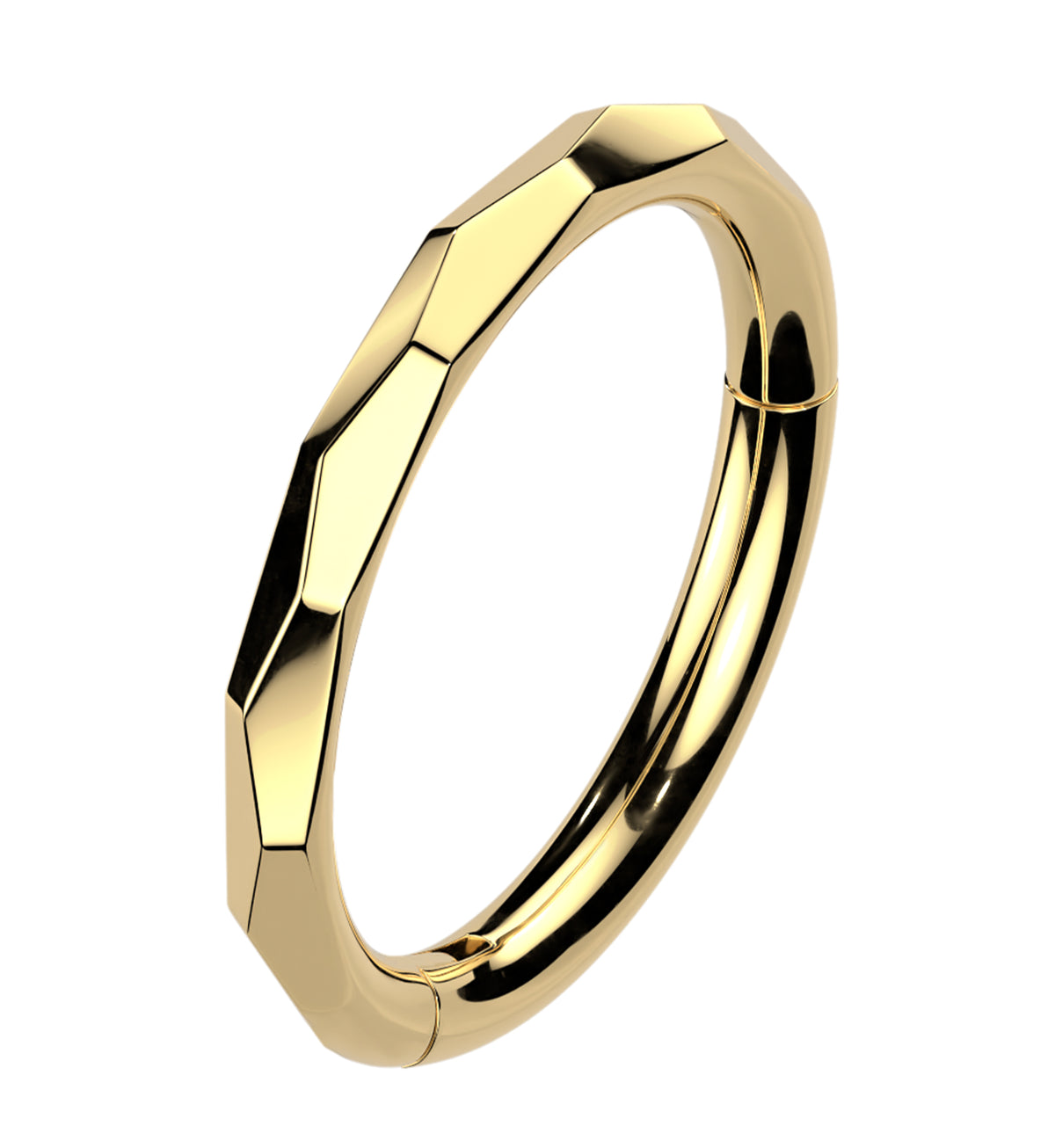 Gold PVD Angled Stainless Steel Hinged Segment Ring by Urban Body Jewelry