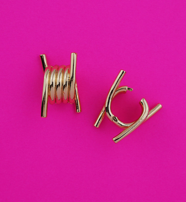 Gold PVD Barbed Wire Hinged Ear Hangers