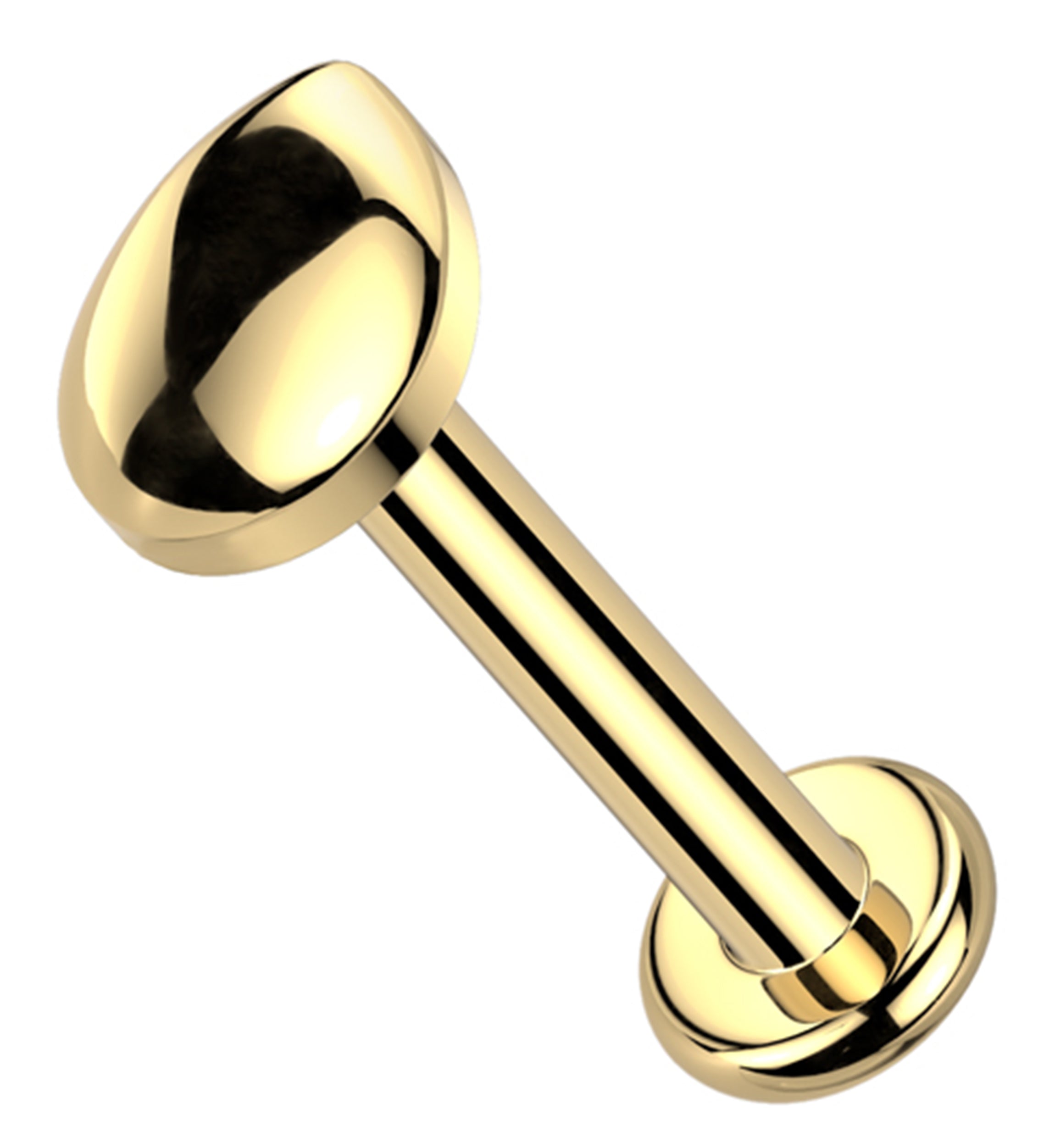 Gold PVD Bubble Teardrop Internally Threaded Titanium Flat Disk Labret