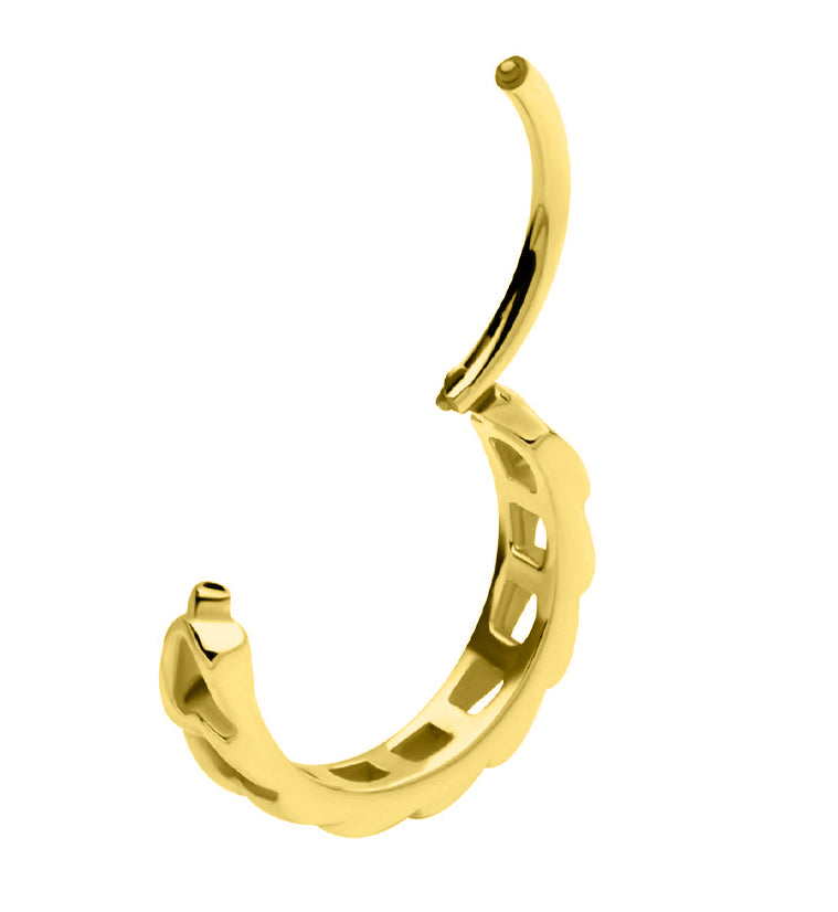 Gold PVD Chain Link Side Facing Stainless Steel Hinged Segment Ring