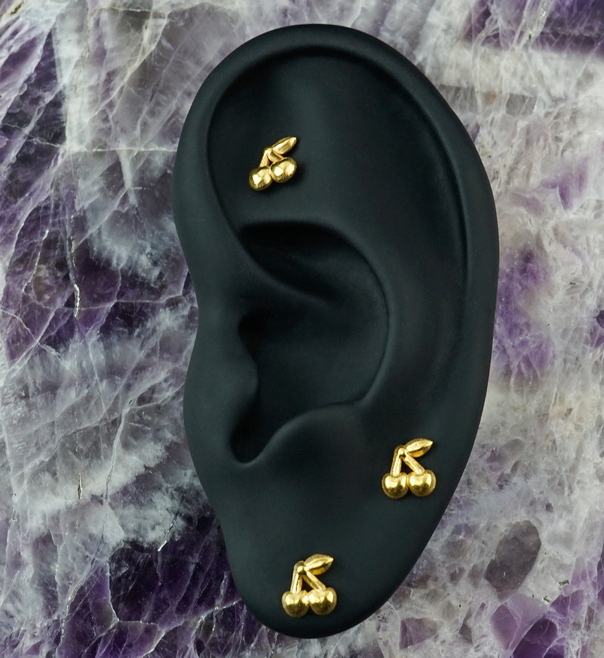 Gold PVD Cherry Stainless Steel Internally Threaded Labret