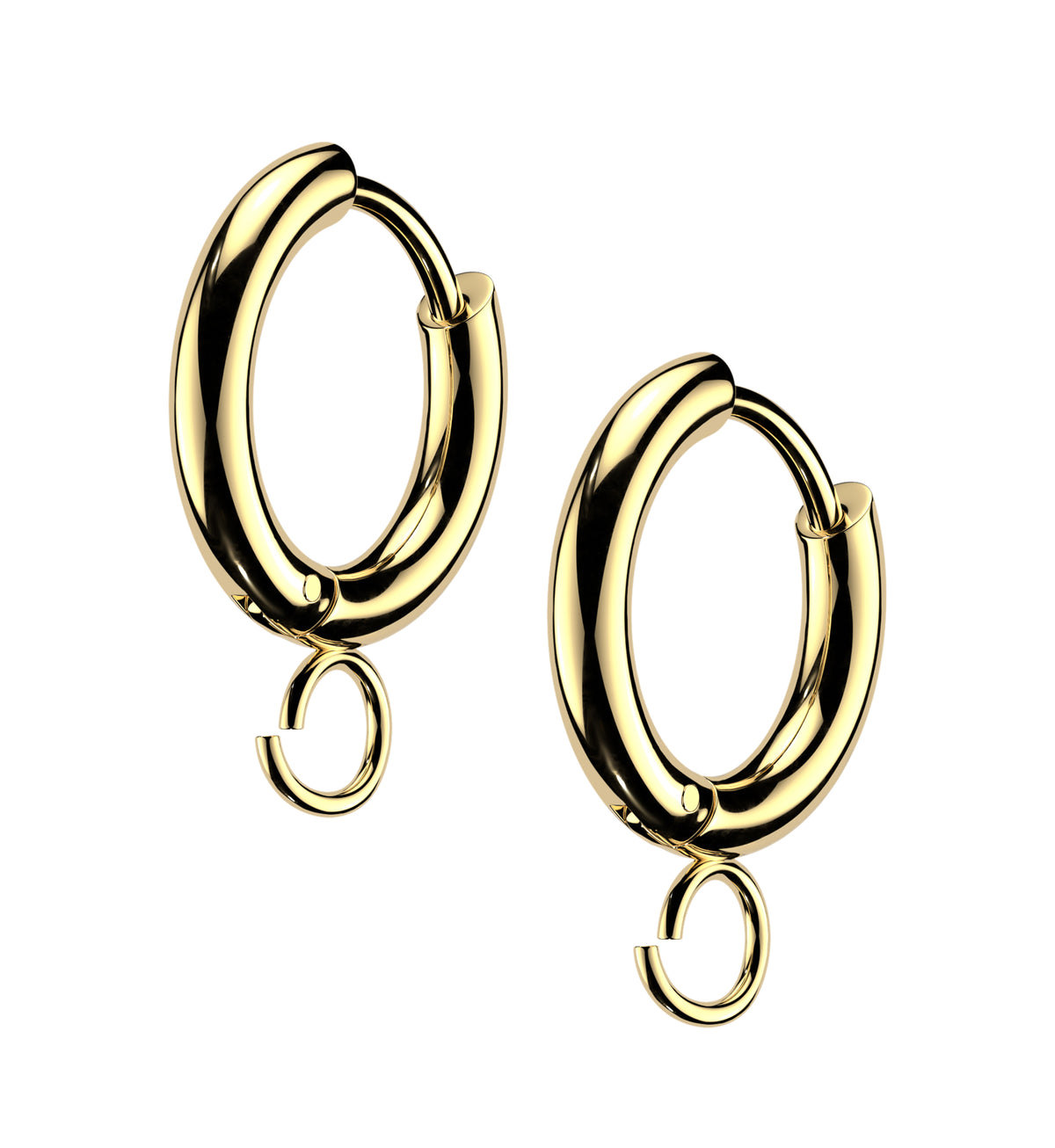 Gold PVD Custom Stainless Steel Hinged Hoop Huggie Earrings