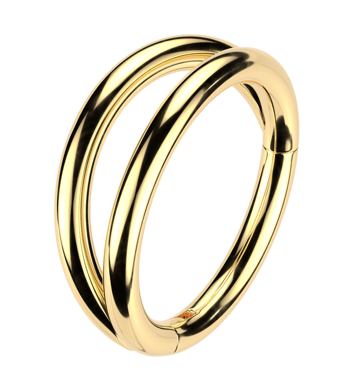 Gold PVD Double Bar Stainless Steel Hinged Segment Ring by Urban Body Jewelry